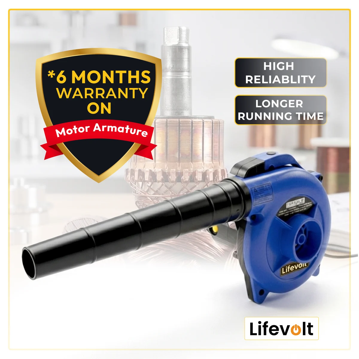 Lifevolt Electric Air Blower 750W High Power Dust Cleaner | 18000 RPM, 230V, 222 km/h Air Speed | 3 Hours Continuous Working | Multi-Purpose Blower for AC, Car, Computer & Workshop Cleaning 2