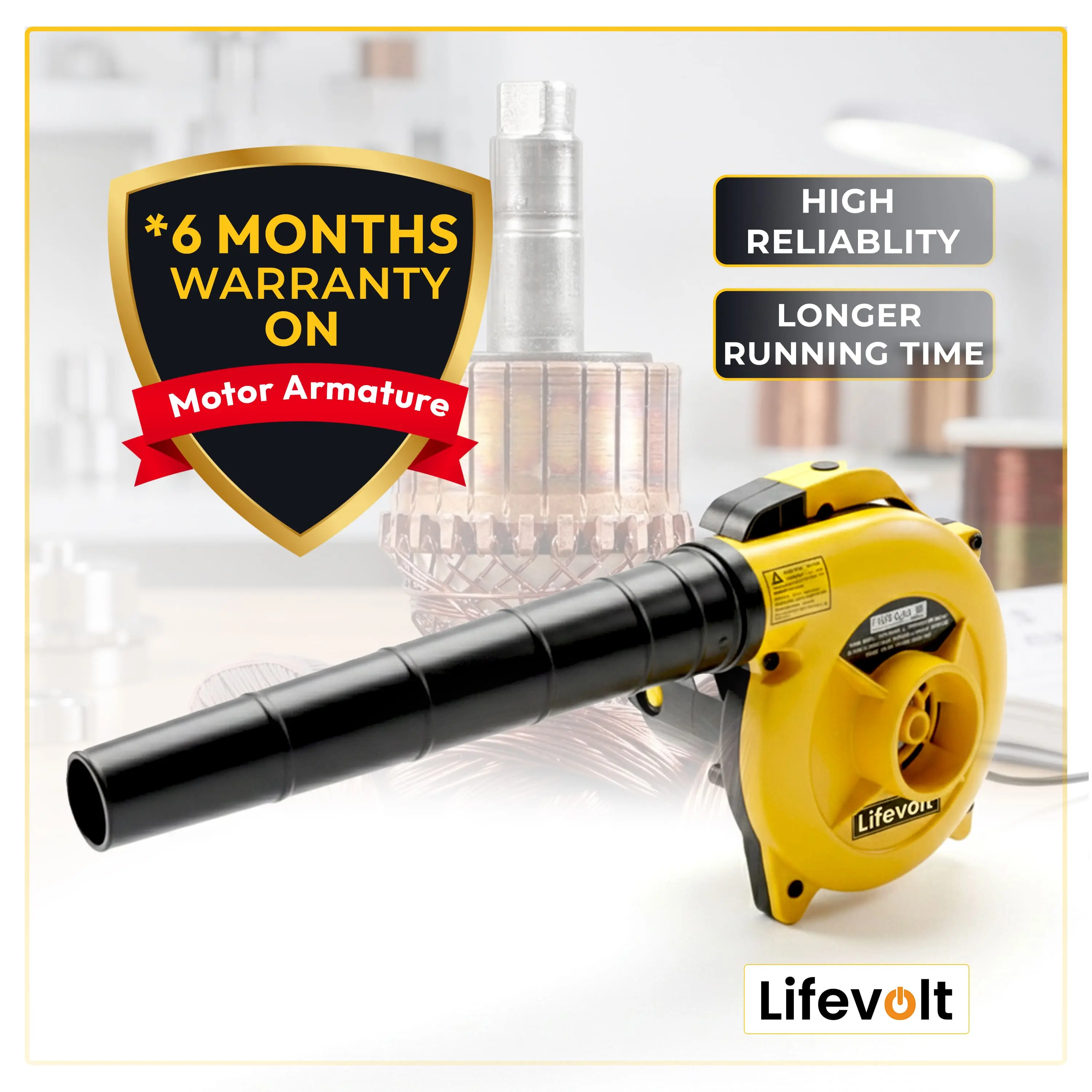 Lifevolt Electric Air Blower Machine 750W High Power / 6 Speed Mode Variable Air Blower for Dust Cleaner for Home with 6 Month Warranty /18000 RPM, 230V, 222 km/h Air Speed / 3 Hours Continuous Working. 10