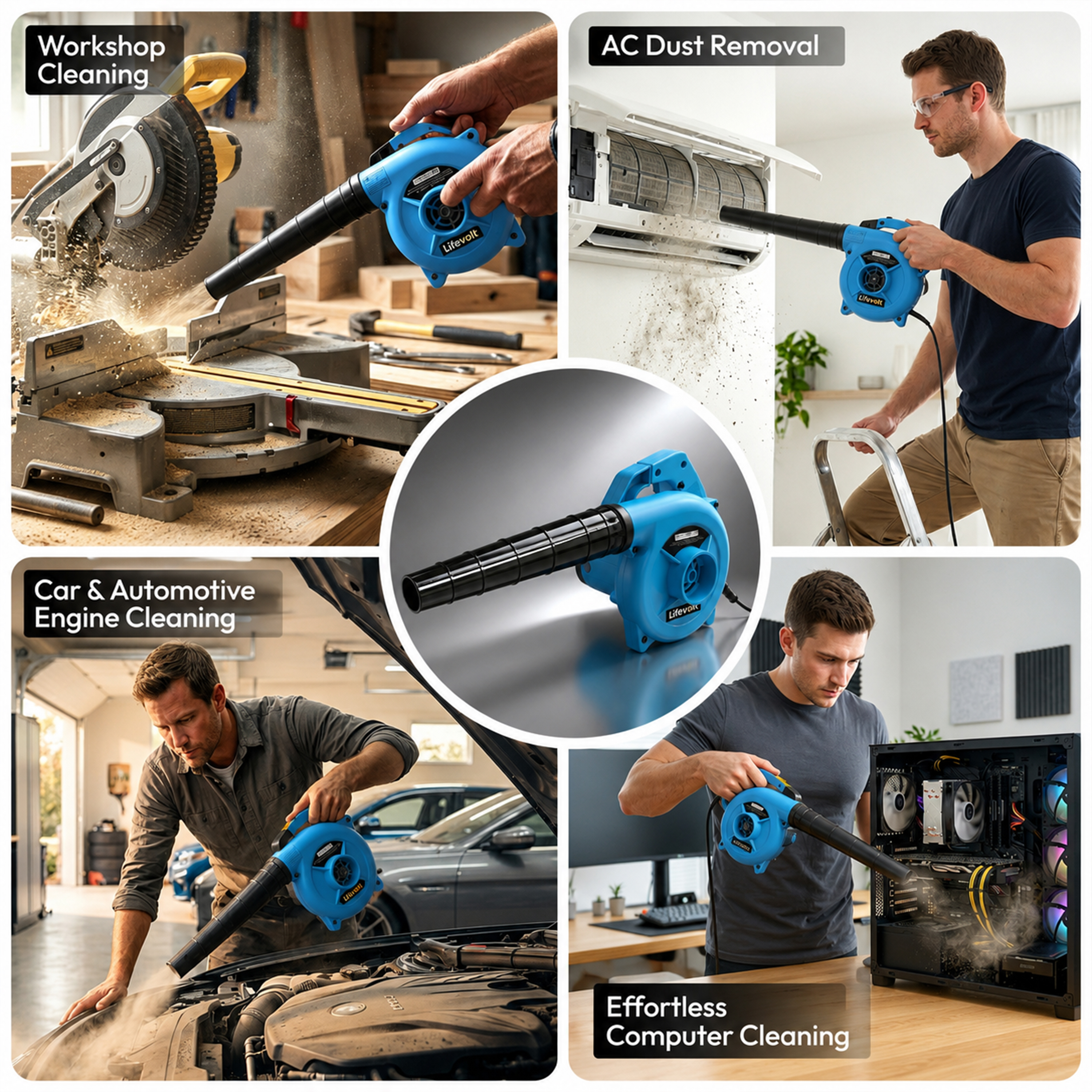 Lifevolt Electric Air Blower Machine 750W High Power / 6 Speed Mode Variable Air Blower for Dust Cleaner for Home with 6 Month Warranty /18000 RPM, 230V, 222 km/h Air Speed / 3 Hours Continuous Working. 3
